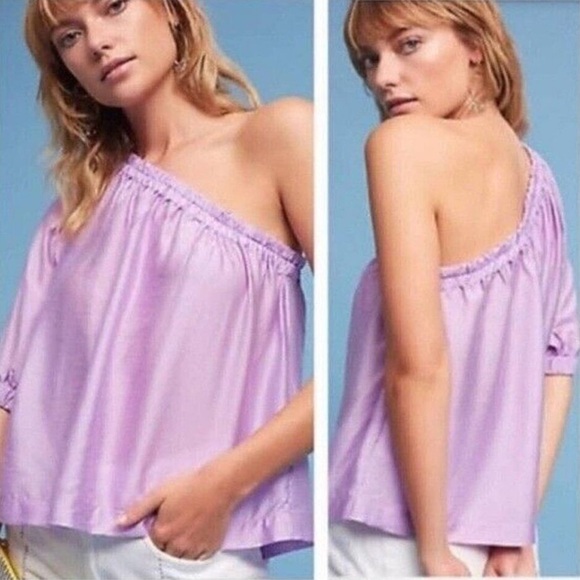 Anthropologie Tops - Anthropologie | Maeve Leonie purple lilac one shoulder top size medium
